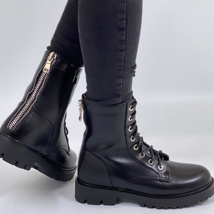 Smile Favorites Schnürstiefel mit Reißverschluss Schwarz