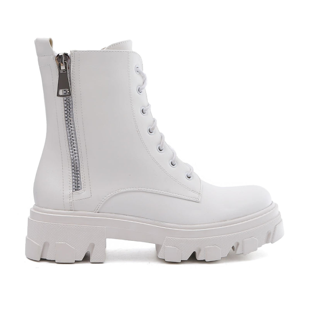 Smile Favorites Veteranenstiefel Weißer Reißverschluss