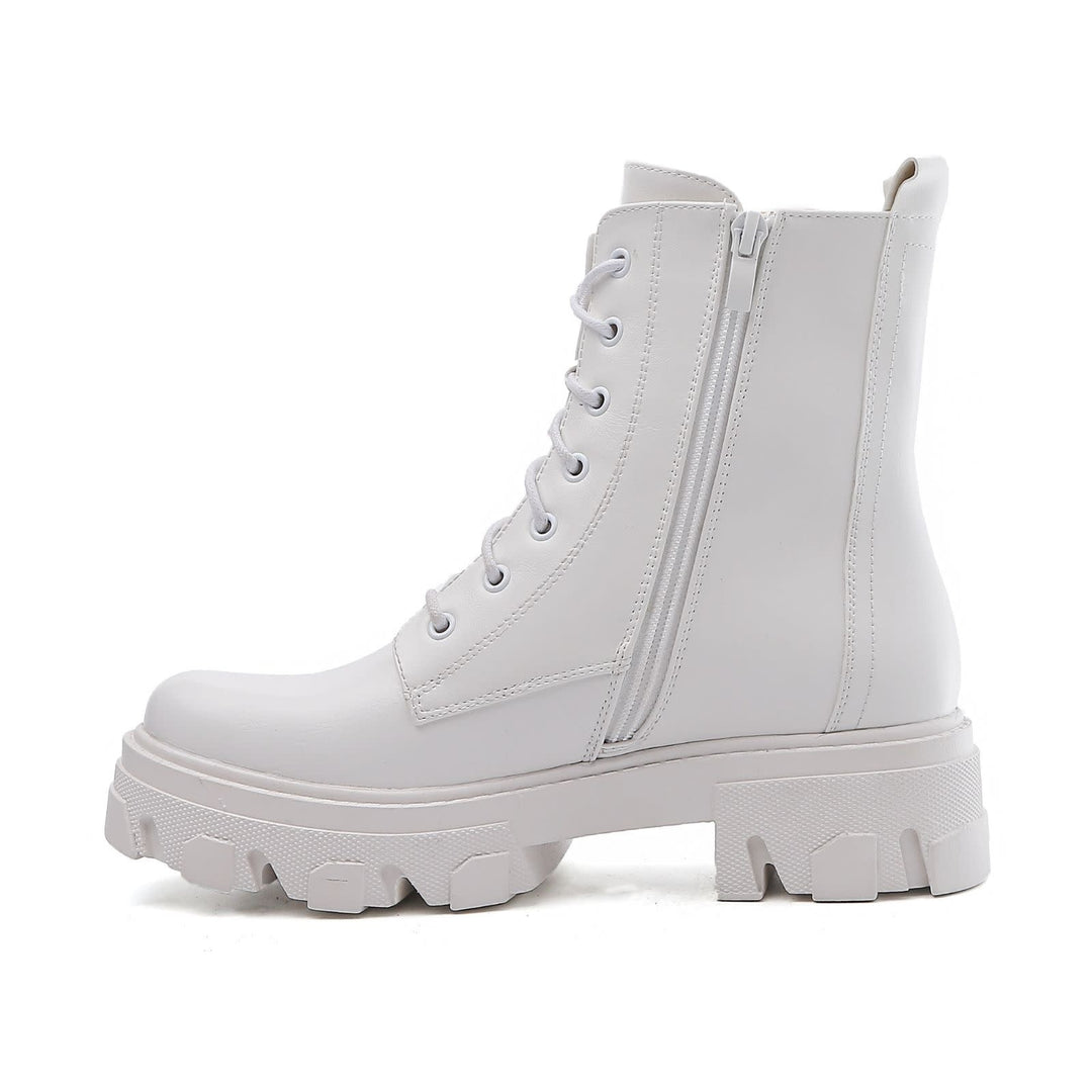 Smile Favorites Veteranenstiefel Weißer Reißverschluss