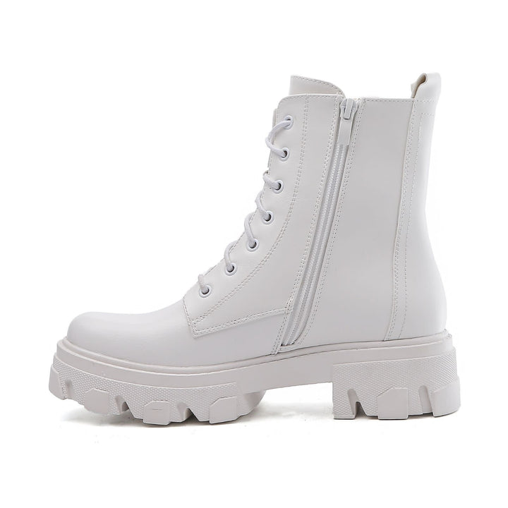 Smile Favorites Veteranenstiefel Weißer Reißverschluss