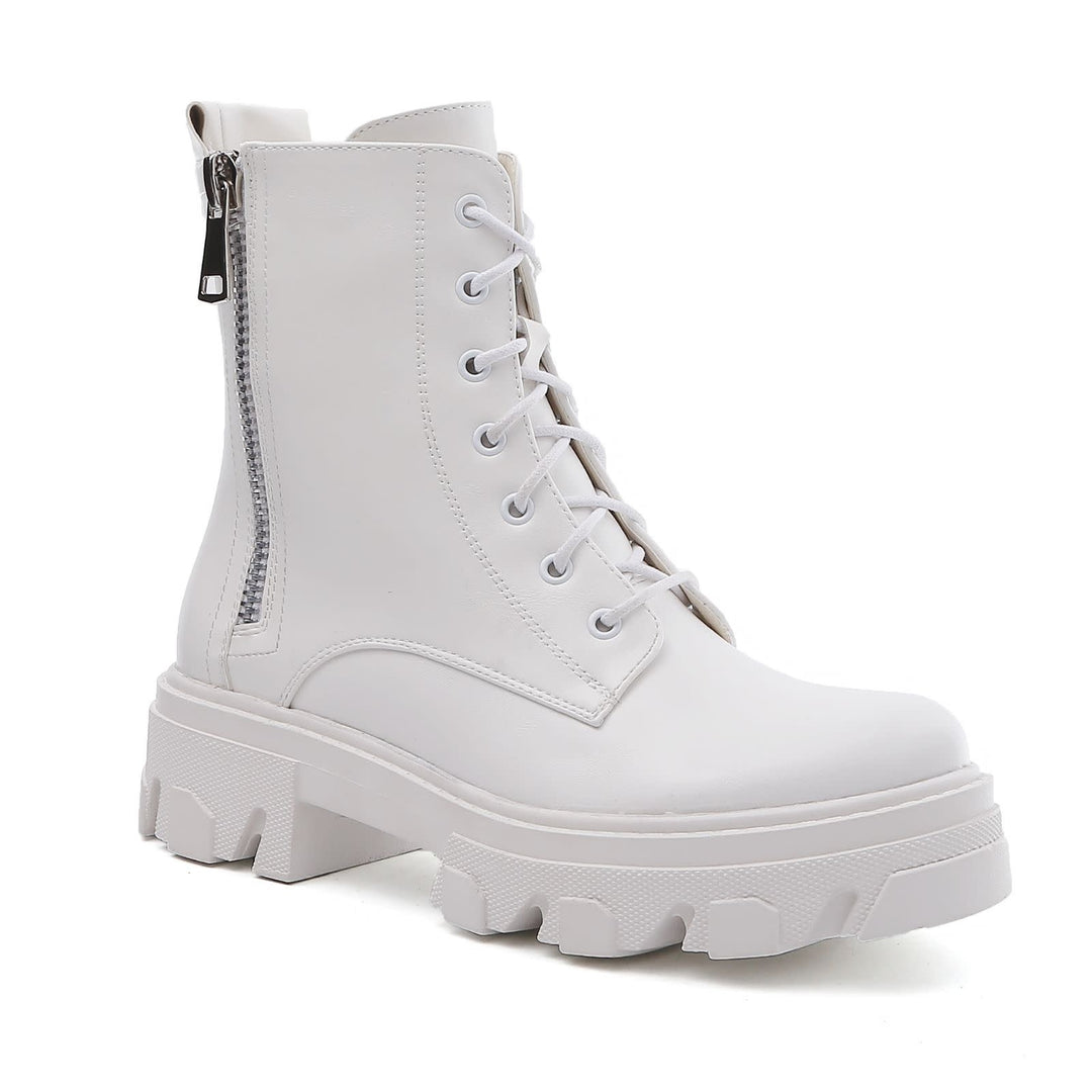 Smile Favorites Veteranenstiefel Weißer Reißverschluss