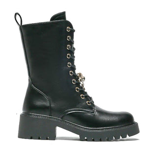 Smile Favorites Veteranenstiefel Schwarze Brosche