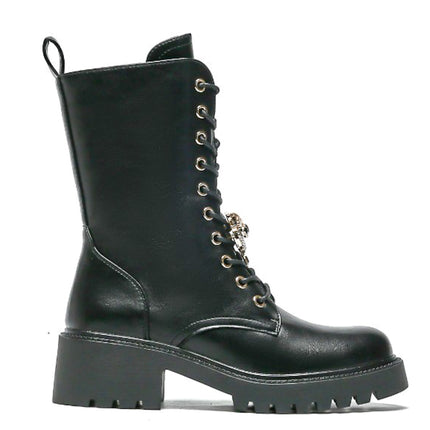 Smile Favorites Veteranenstiefel Schwarze Brosche