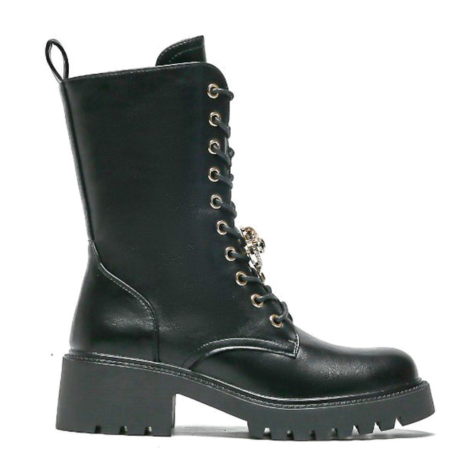 Smile Favorites Veteranenstiefel Schwarze Brosche