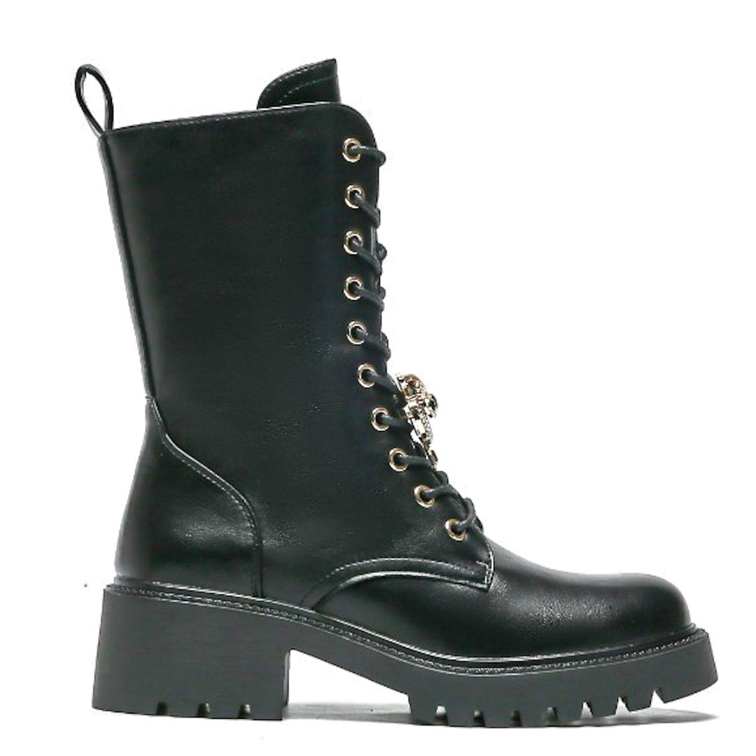 Smile Favorites Veteranenstiefel Schwarze Brosche