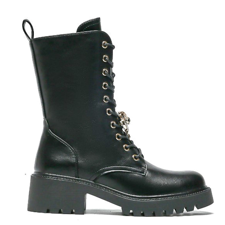 Smile Favorites Veteranenstiefel Schwarze Brosche