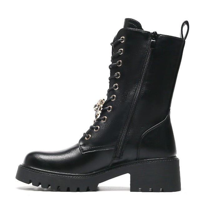 Smile Favorites Veteranenstiefel Schwarze Brosche