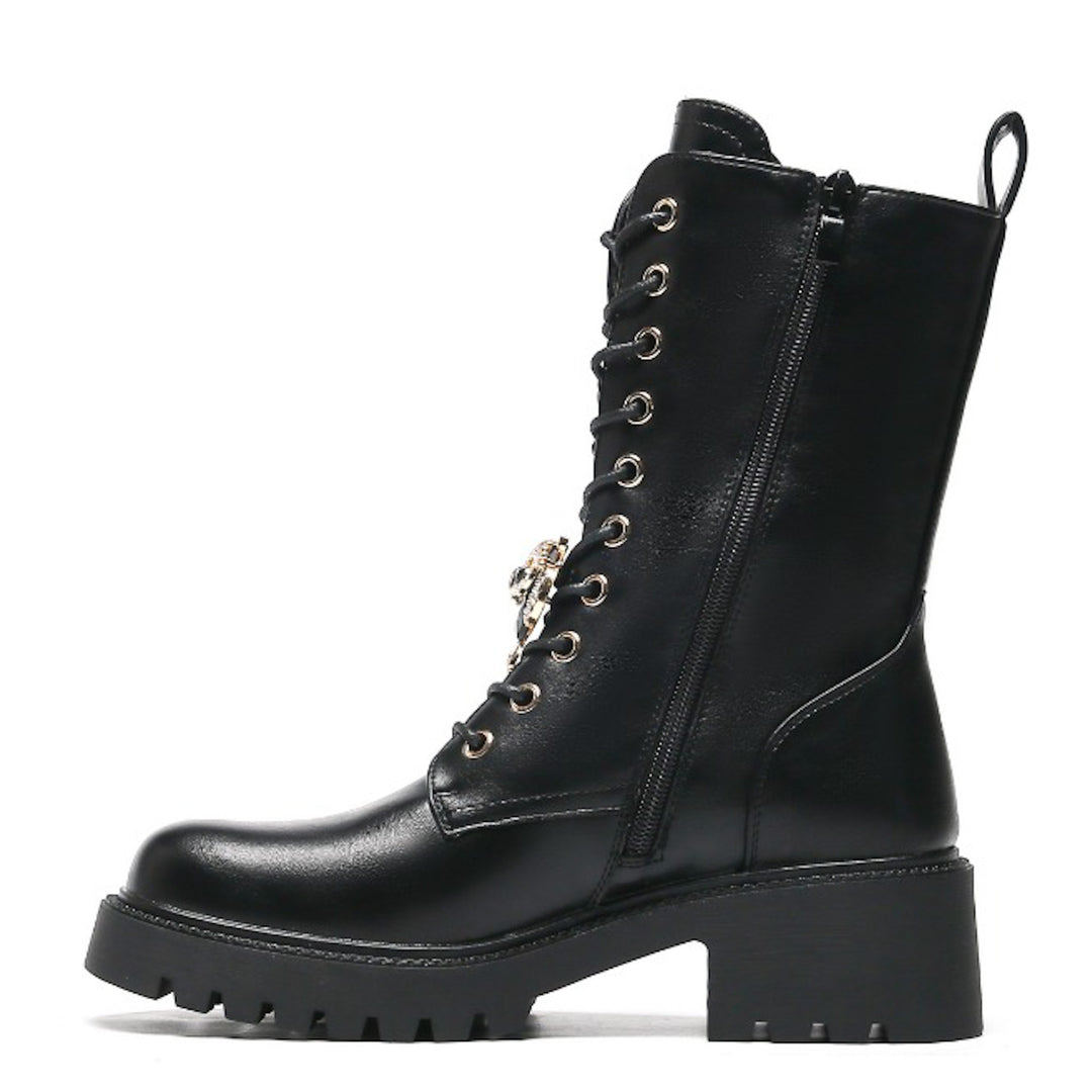 Smile Favorites Veteranenstiefel Schwarze Brosche