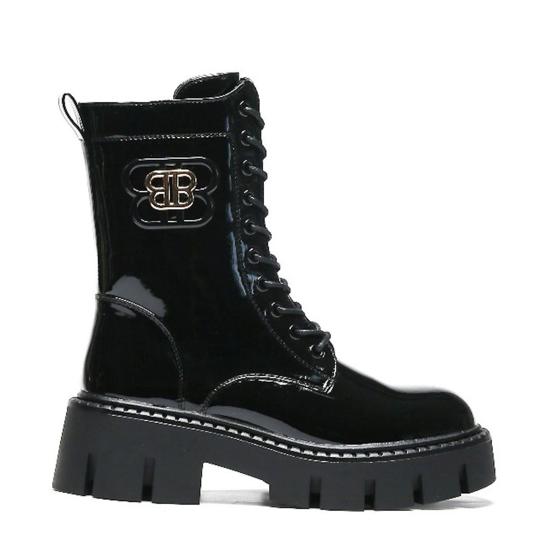 Smile Favorites Veteranenstiefel Schwarz Lack BB Schnalle
