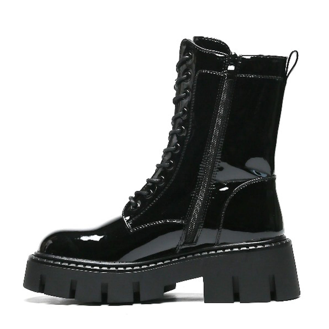 Smile Favorites Veteranenstiefel Schwarz Lack BB Schnalle