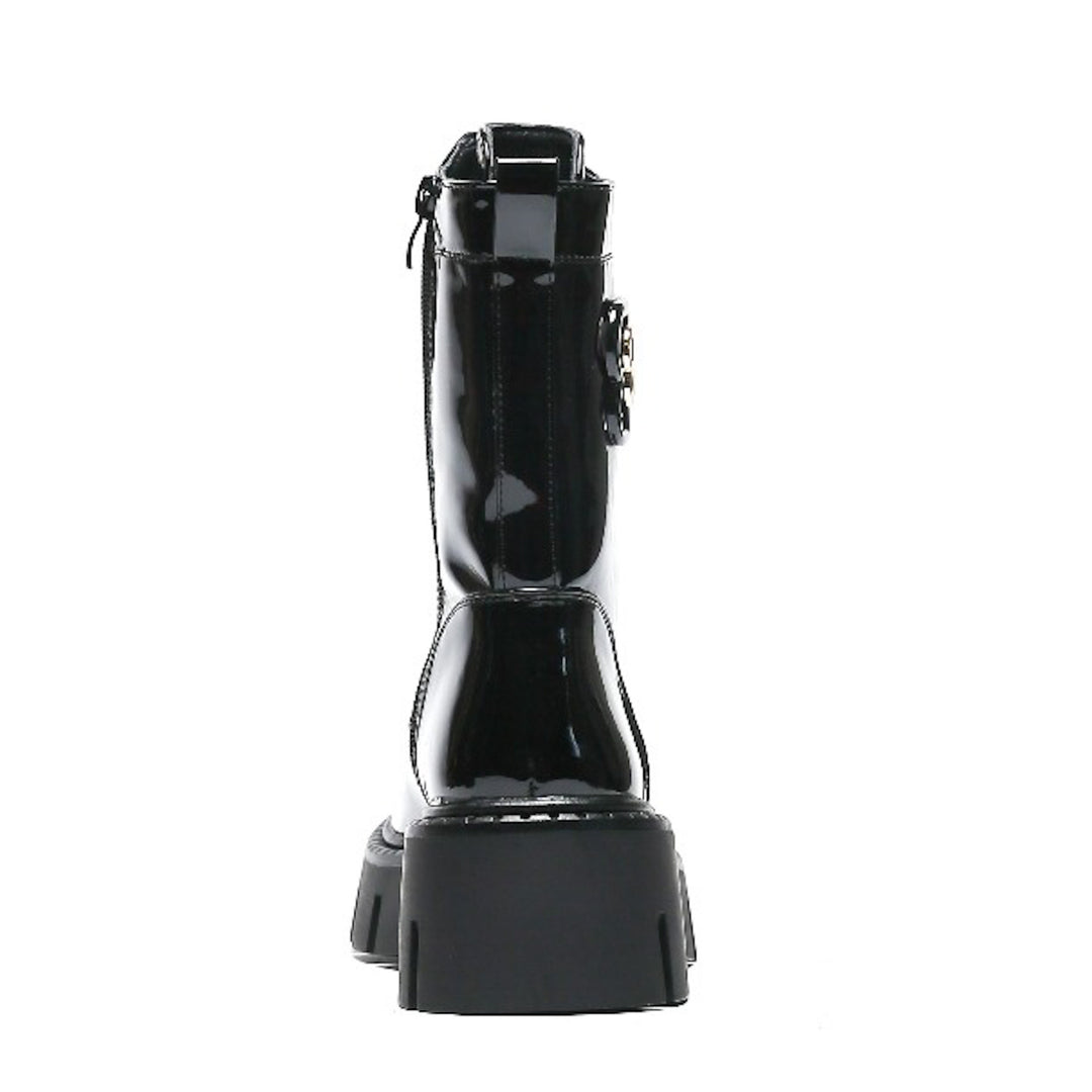 Smile Favorites Veteranenstiefel Schwarz Lack BB Schnalle