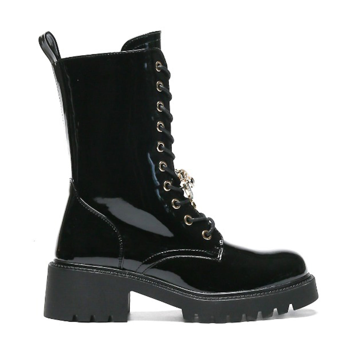 Smile Favorites Veteranenstiefel Schwarzlack-Brosche