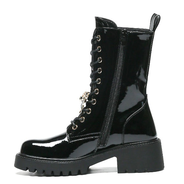 Smile Favorites Veteranenstiefel Schwarzlack-Brosche