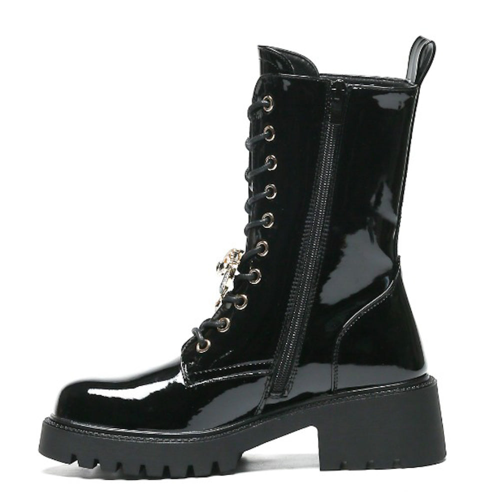 Smile Favorites Veteranenstiefel Schwarzlack-Brosche