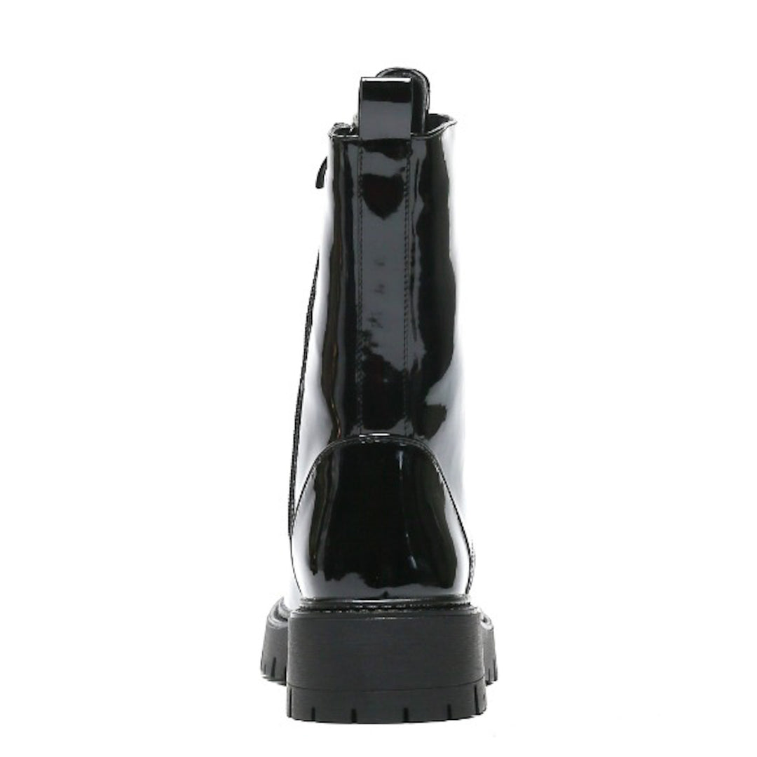 Smile Favorites Veteranenstiefel Schwarze Lackbroschen