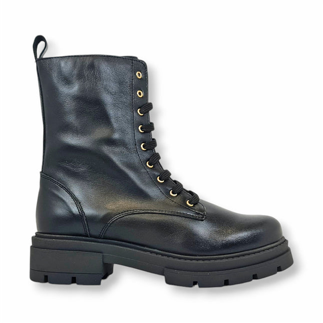 Smile Favorites Veteranenstiefel Schwarzes Leder Combat