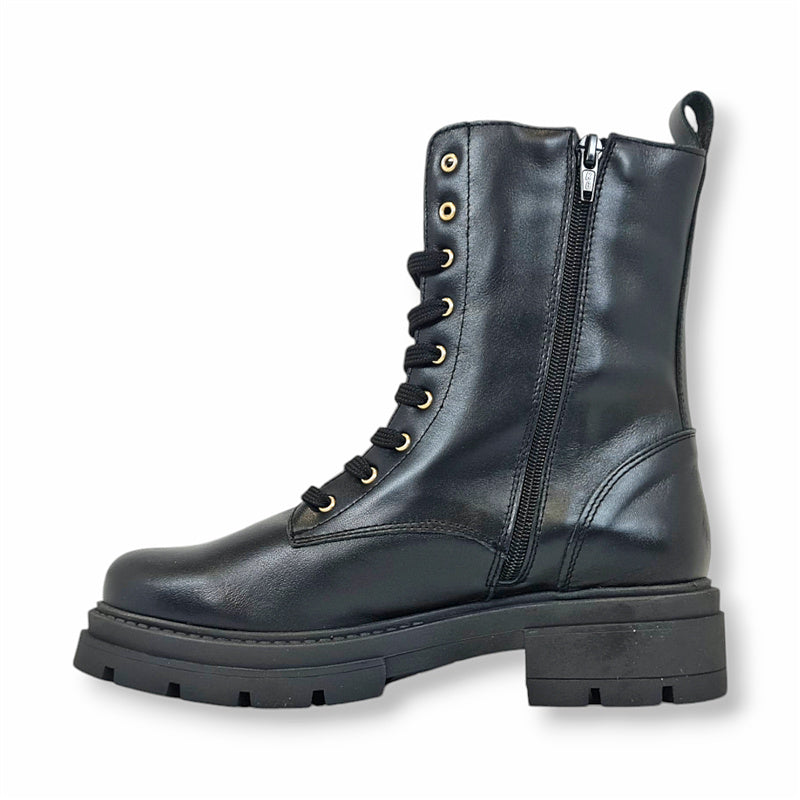 Smile Favorites Veteranenstiefel Schwarzes Leder Combat