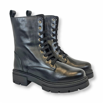 Smile Favorites Veteranenstiefel Schwarzes Leder Combat