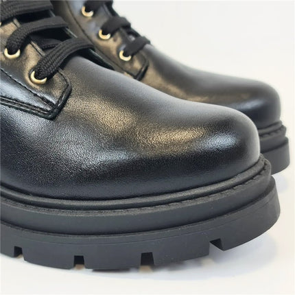 Smile Favorites Veteranenstiefel Schwarzes Leder Combat