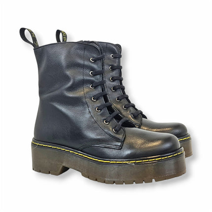 Smile Favorites Veteran Stiefel Schwarz Leder Plateau