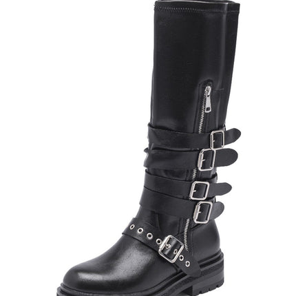 Smile Favorites Schwarze Biker-Stiefel mit Gepsen und Reißverschluß