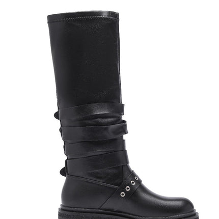Smile Favorites Schwarze Biker-Stiefel mit Gepsen und Reißverschluß