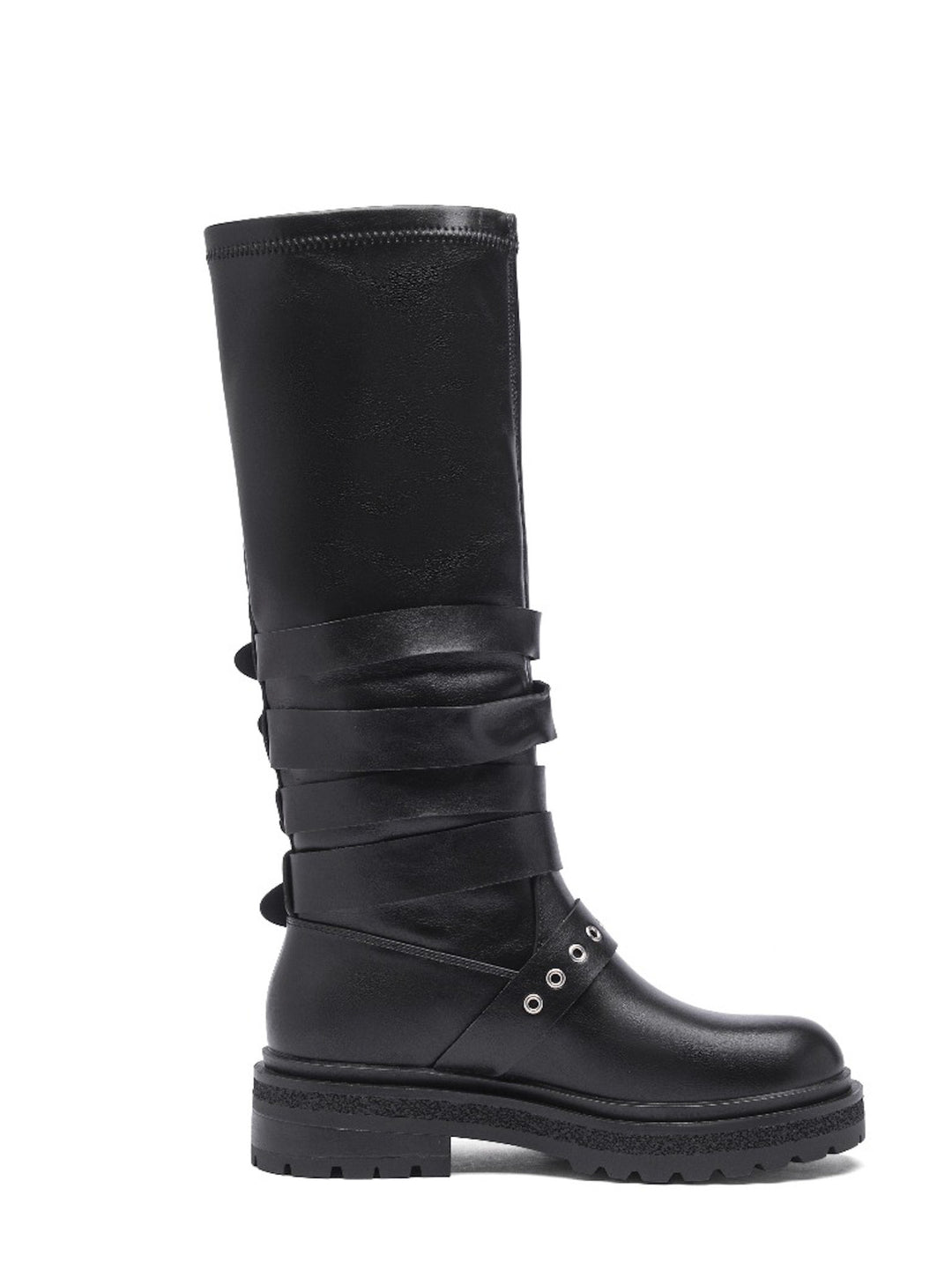 Smile Favorites Schwarze Biker-Stiefel mit Gepsen und Reißverschluß