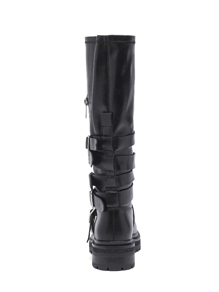 Smile Favorites Schwarze Biker-Stiefel mit Gepsen und Reißverschluß