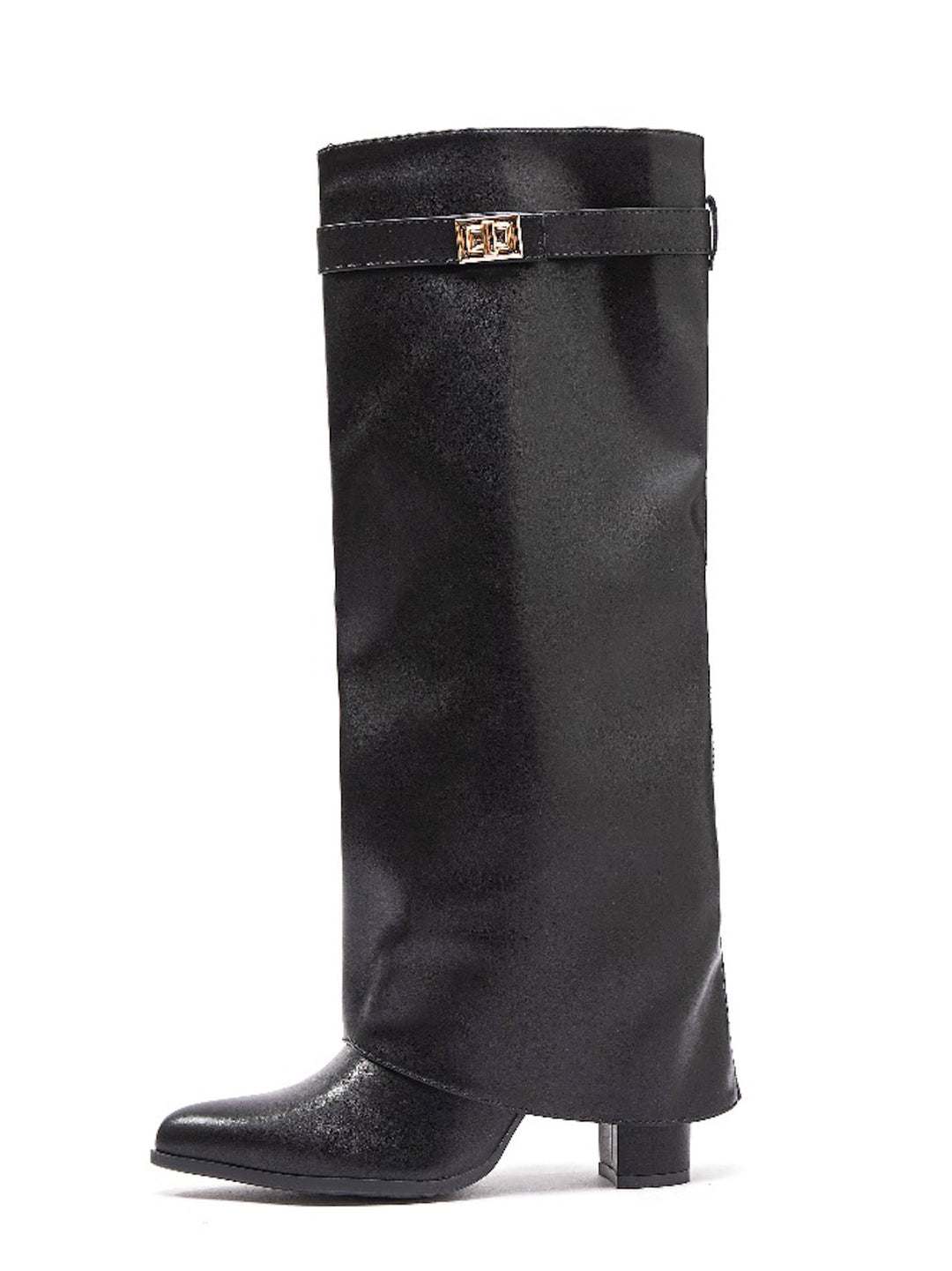 Smile Favorites Schwarz Hohe Stiefel Klappe Goldschnalle