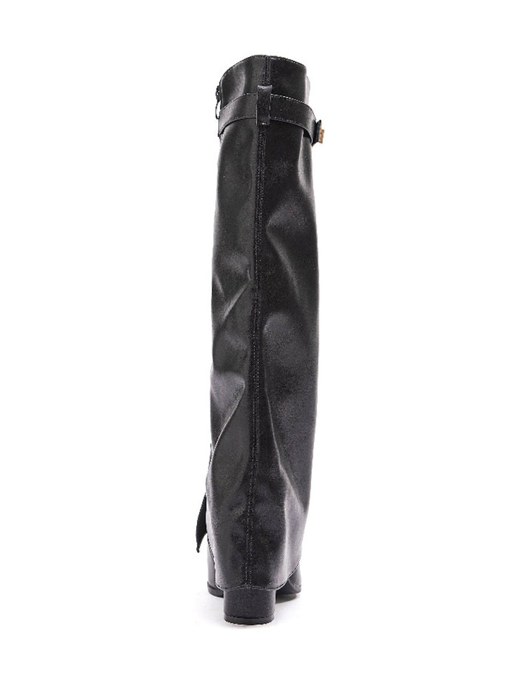 Smile Favorites Schwarz Hohe Stiefel Klappe Goldschnalle