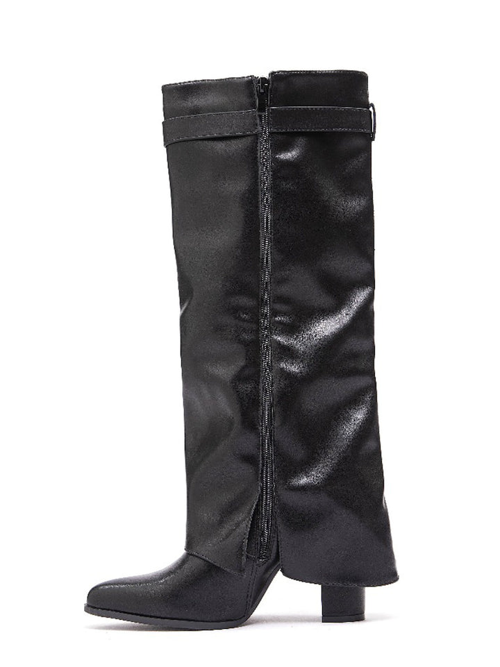 Smile Favorites Schwarz Hohe Stiefel Klappe Goldschnalle
