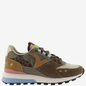 VICTORIA Sneakers Braun Luna Nylon Spaltleder