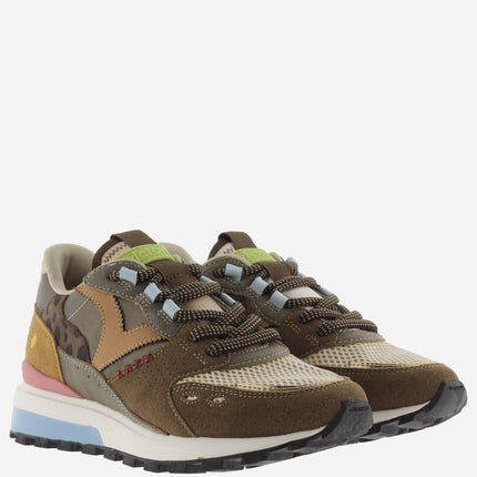 VICTORIA Sneakers Braun Luna Nylon Spaltleder