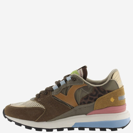 VICTORIA Sneakers Braun Luna Nylon Spaltleder