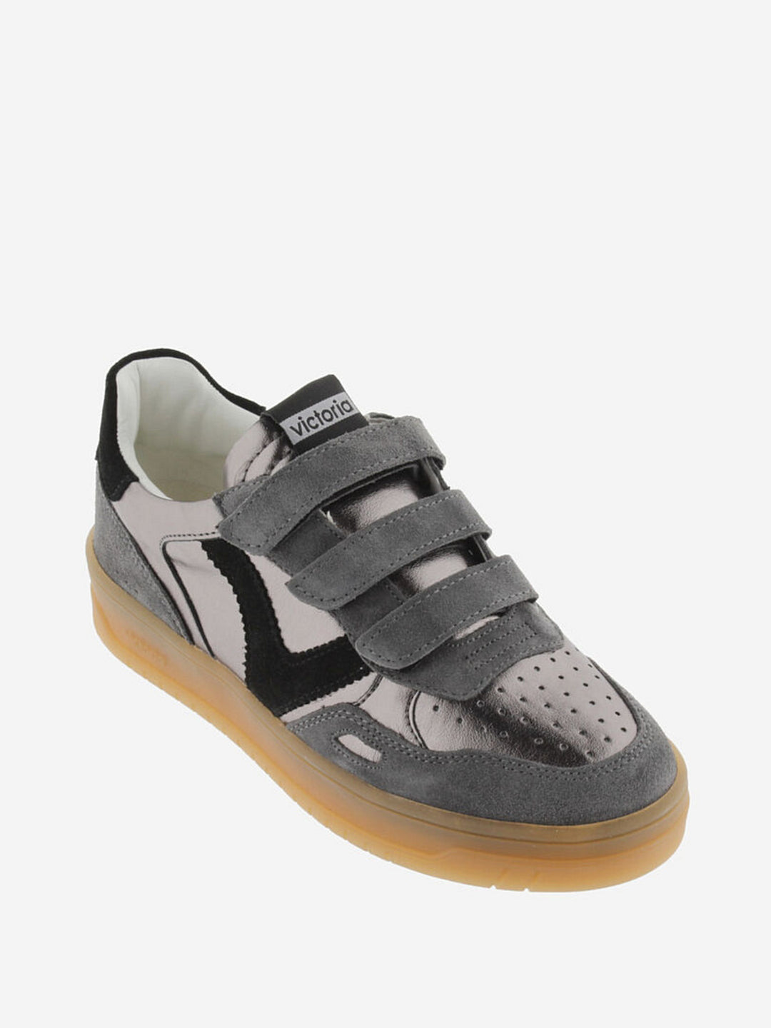 VICTORIA Sneakers Grau Metallic Spaltleder