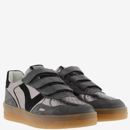VICTORIA Sneakers Grau Metallic Spaltleder
