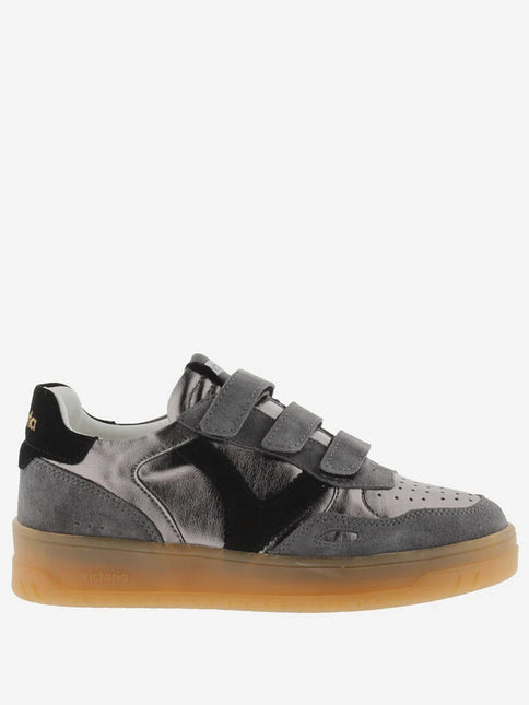 VICTORIA Sneakers Grau Metallic Spaltleder