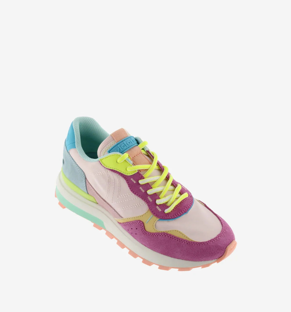 VICTORIA Sneakers Luna Nylon Mehrfarbig Rosa Spaltleder