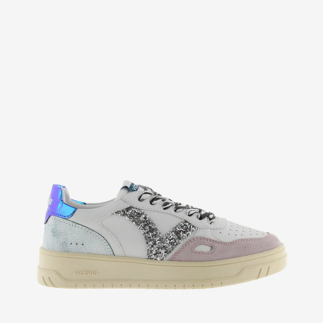 VICTORIA Sneakers Weiß Spaltleder Glitter Zebra