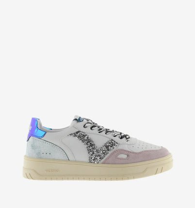 VICTORIA Sneakers Weiß Spaltleder Glitter Zebra