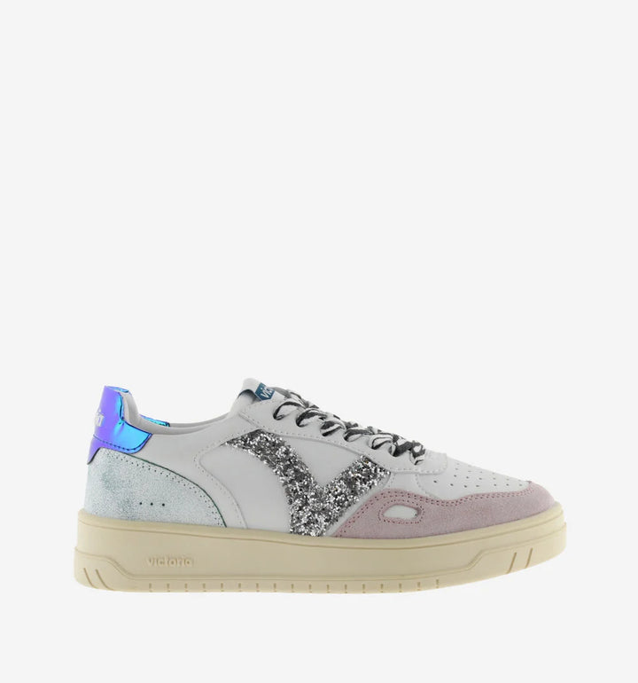 VICTORIA Sneakers Weiß Spaltleder Glitter Zebra