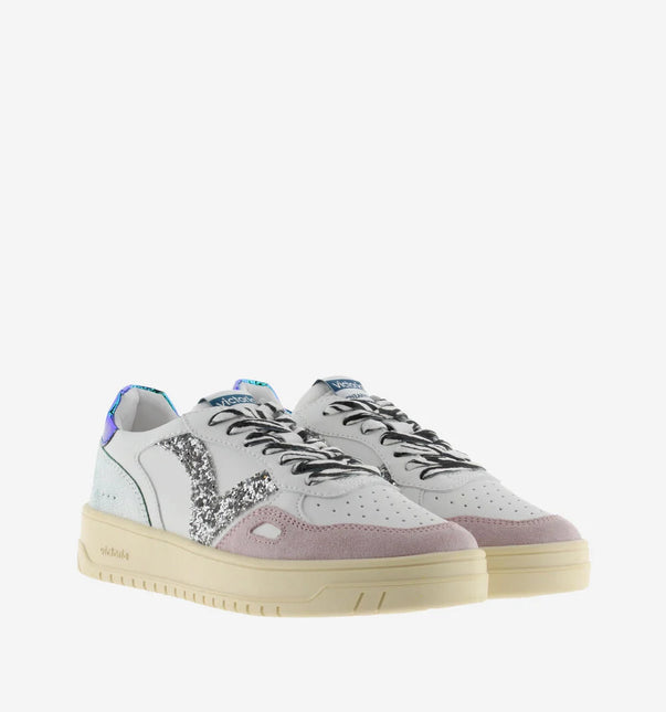 VICTORIA Sneakers Weiß Spaltleder Glitter Zebra