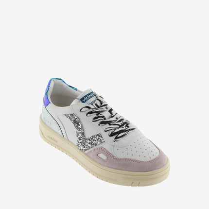 VICTORIA Sneakers Weiß Spaltleder Glitter Zebra