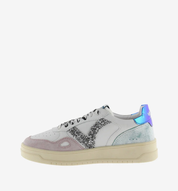 VICTORIA Sneakers Weiß Spaltleder Glitter Zebra