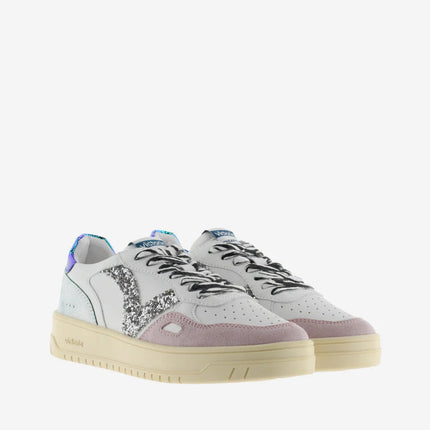 VICTORIA Sneakers Weiß Spaltleder Glitter Zebra