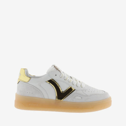VICTORIA Sneakers Weiß Spaltleder Gold