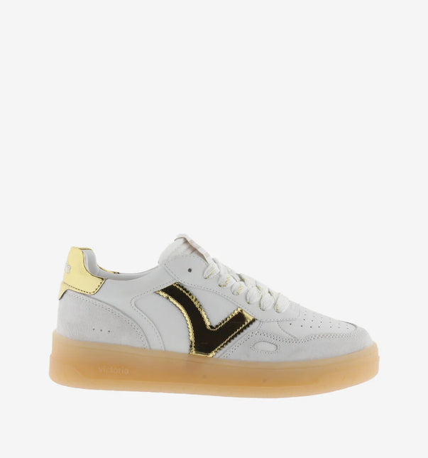 VICTORIA Sneakers Weiß Spaltleder Gold