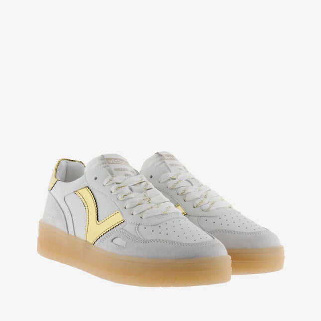 VICTORIA Sneakers Weiß Spaltleder Gold