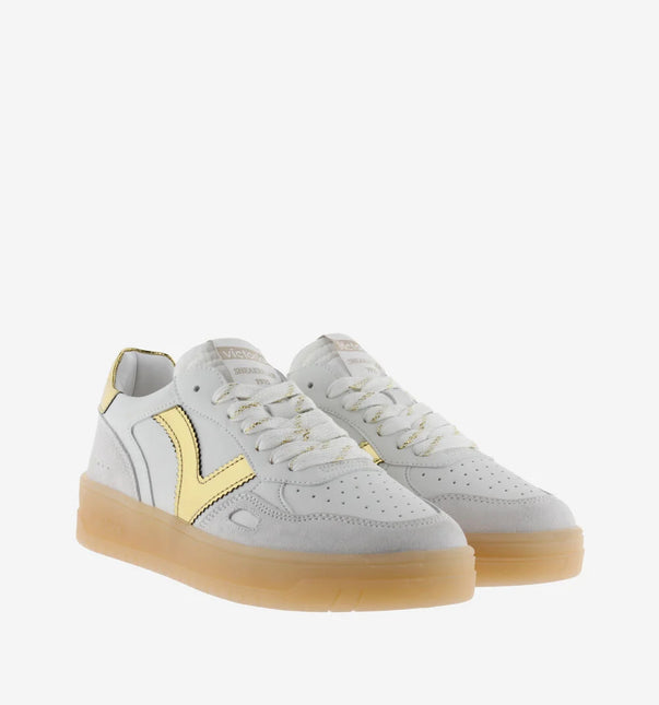 VICTORIA Sneakers Weiß Spaltleder Gold