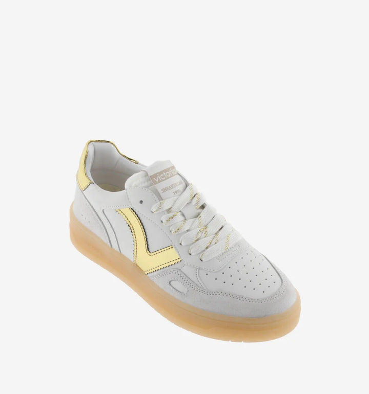 VICTORIA Sneakers Weiß Spaltleder Gold